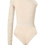 Body semi trasparente in crema Wolford - donna 