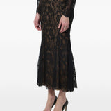 Gonna midi in pizzo in nero 