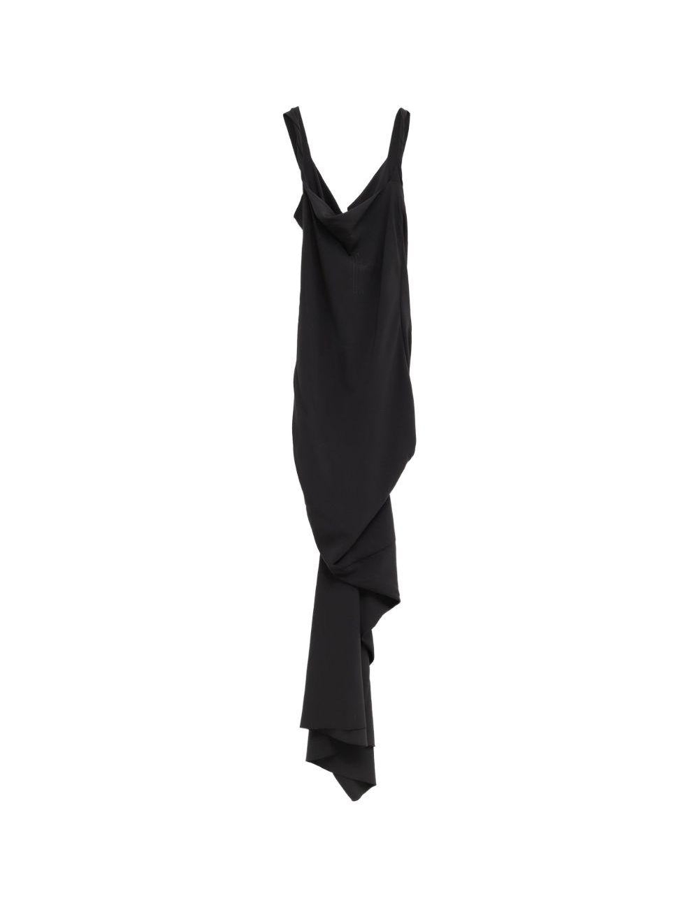 Abito drappeggiato asimmetrico in nero 