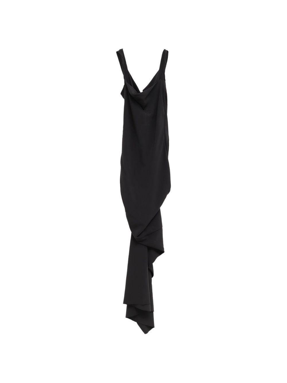 Abito drappeggiato asimmetrico in nero 