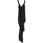 Abito drappeggiato asimmetrico in nero 