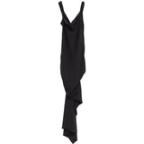 Abito drappeggiato asimmetrico in nero 