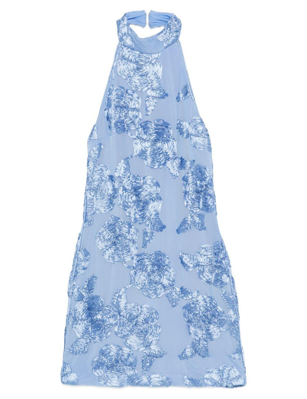 Abito corto con ricamo a fiori in azzurro Rotate - donna 