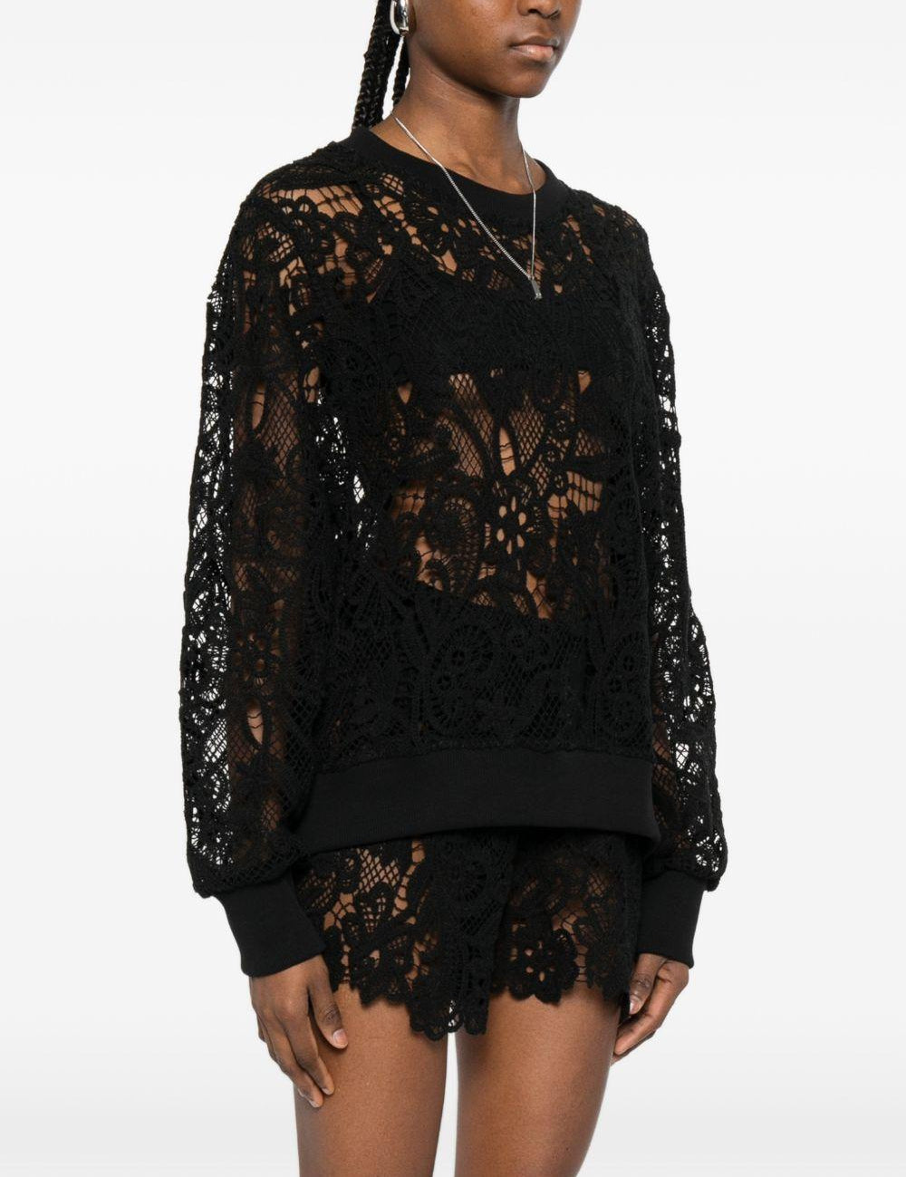 Top a maniche lunghe in  pizzo in nero Maurizio - donna 