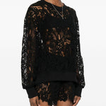 Top a maniche lunghe in  pizzo in nero Maurizio - donna 