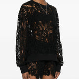 Top a maniche lunghe in  pizzo in nero Maurizio - donna 