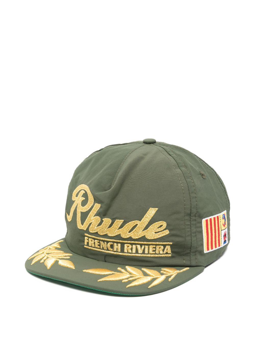 Cappello da baseball ricamato in verde Rhude - uomo 