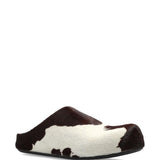 Mules fussbett con stampa mucca in bianco e marrone 