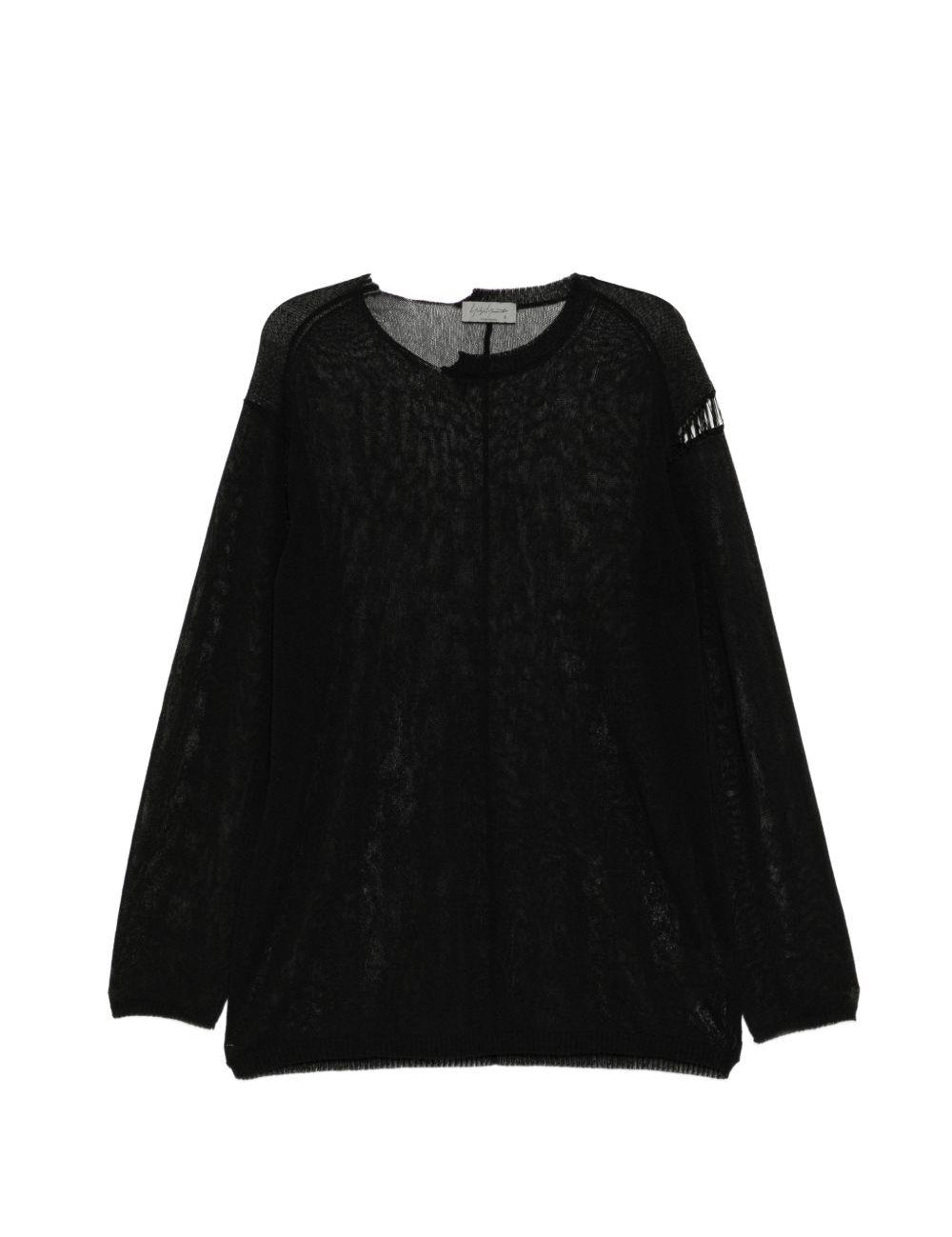 Maglione girocollo con effetto vissuto in nero Yohji yamamoto - uomo 