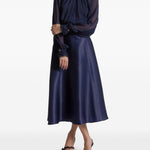Gonna midi in seta in blu Alberta Ferretti - donna 
