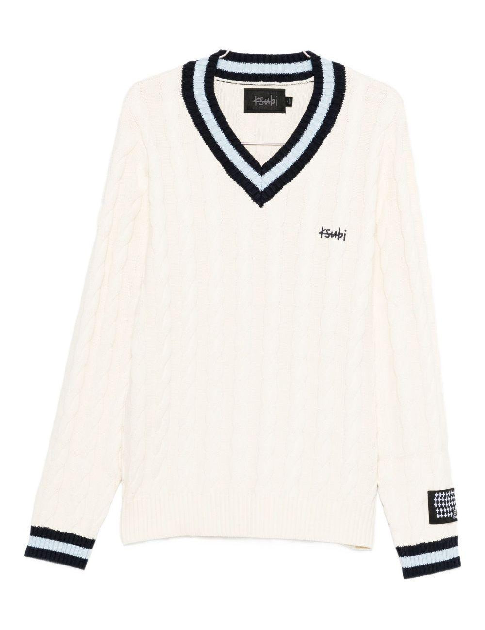 Maglione con scollo a V in bianco Ksubi - uomo 