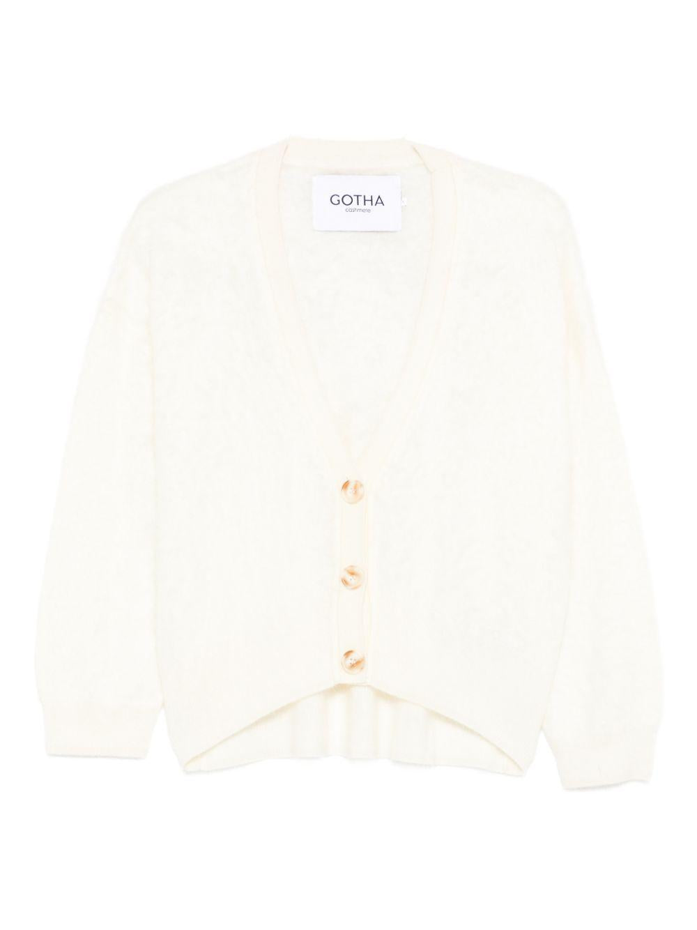 Cardigan con scollo a v in avorio Gotha - donna 