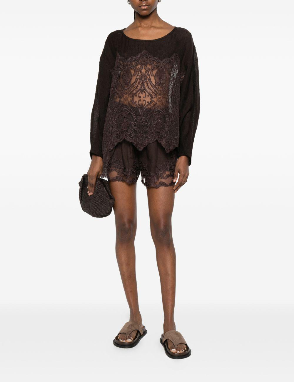 Top in pizzo in marrone Maurizio - donna 