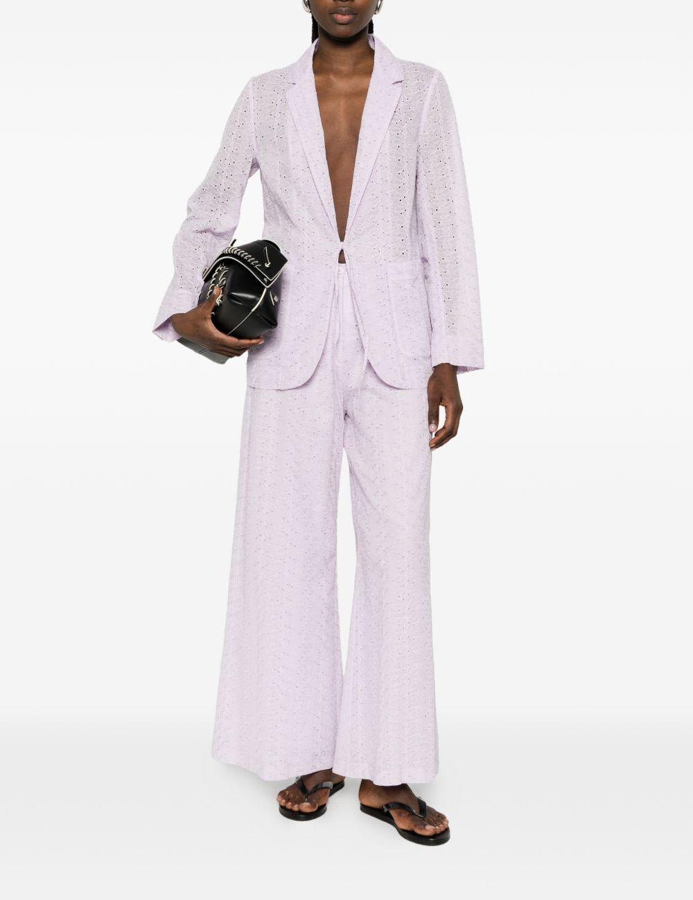 Pantaloni broderie-anglaise in viola Forte forte - donna 