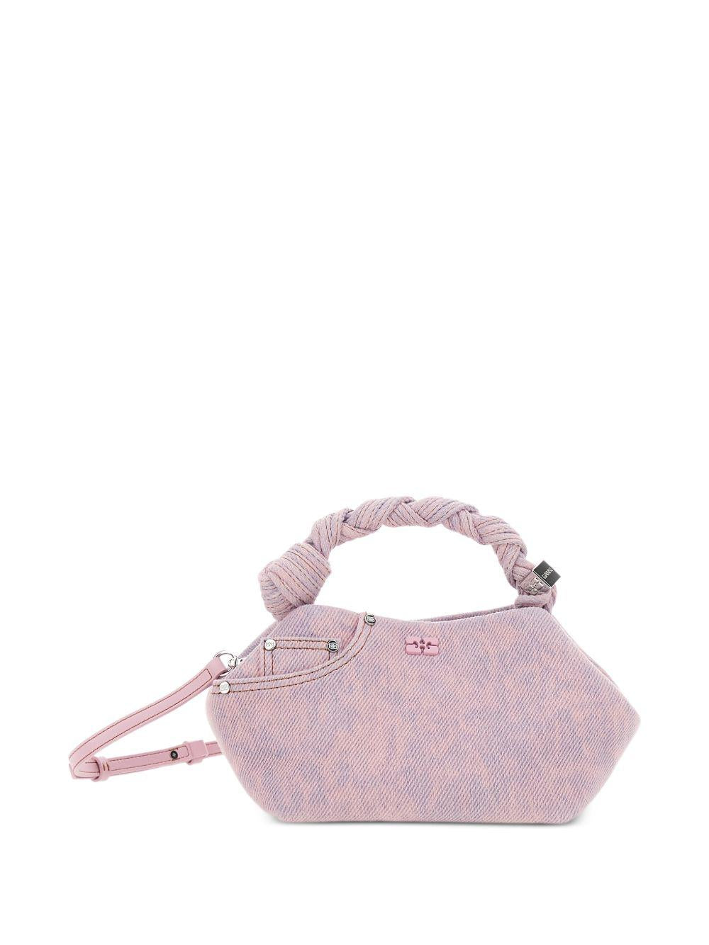 Borsa a mano bou small in denim rosa Ganni - donna 