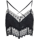 Top corto con rivestimento in pizzo Blanca in nero Charo ruiz ibiza 1989 