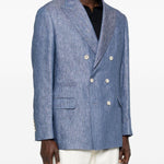 Blazer doppiopetto in blu Brunello cucinelli - uomo 