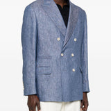 Blazer doppiopetto in blu Brunello cucinelli - uomo 