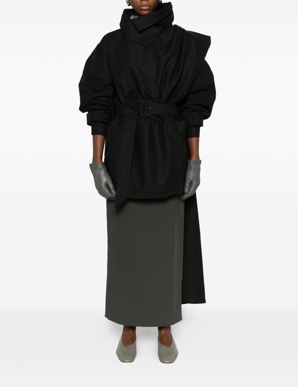 Cappotto con dettaglio sciarpa in nero Entire studios - donna 