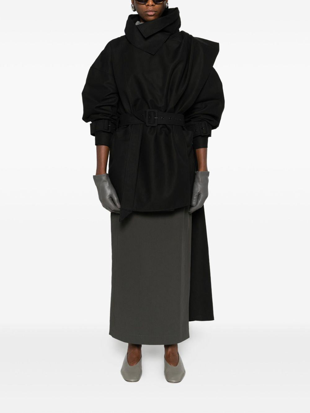 Cappotto con dettaglio sciarpa in nero Entire studios - donna 