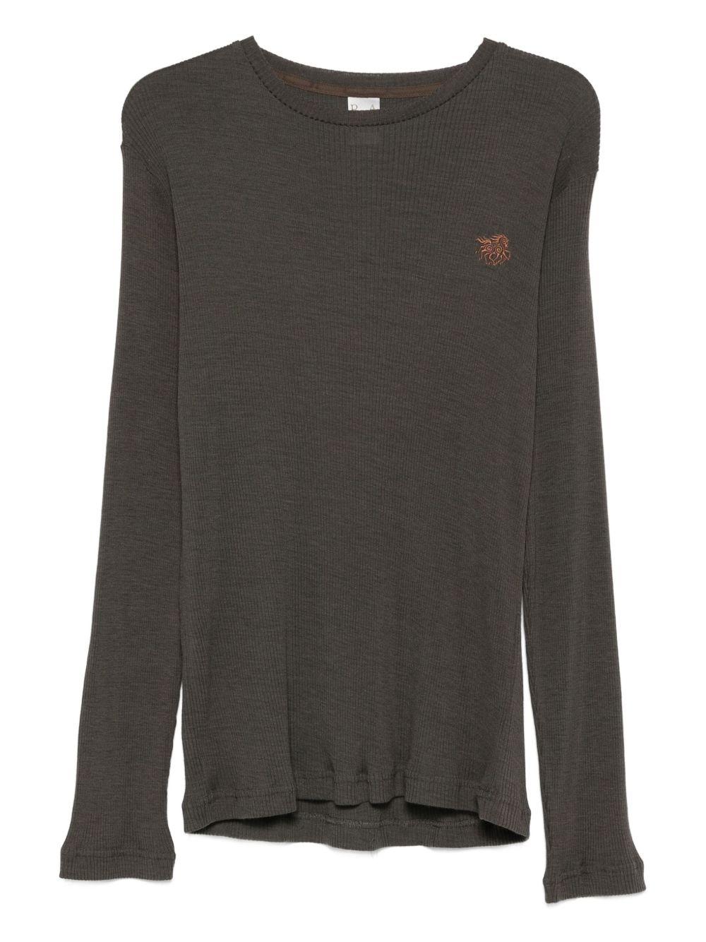 T-shirt a maniche lunghe in marrone Ranra - uomo 
