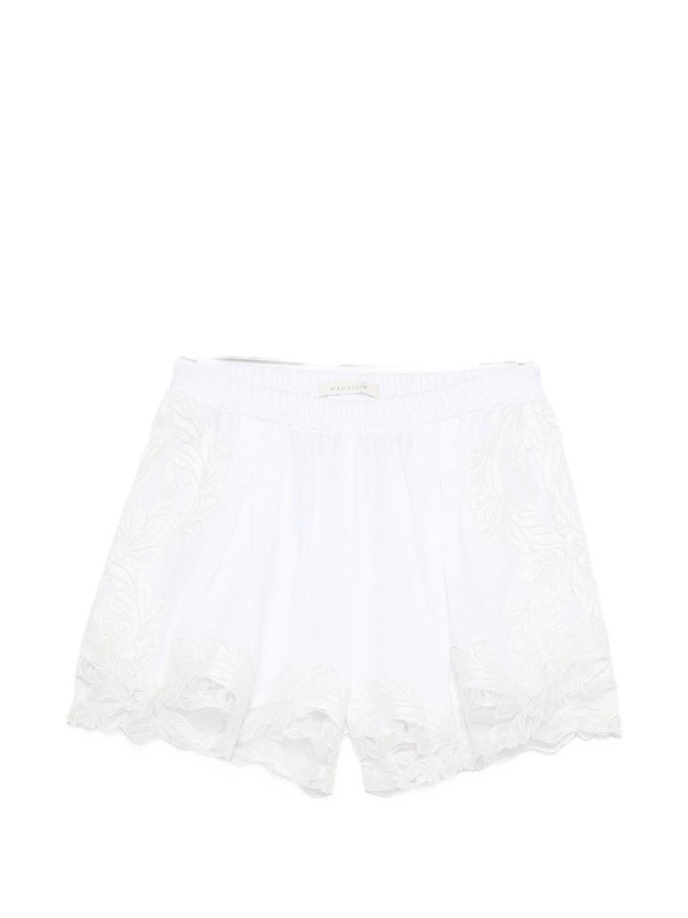 Shorts con bordo in pizzo in bianco Maurizio - donna 