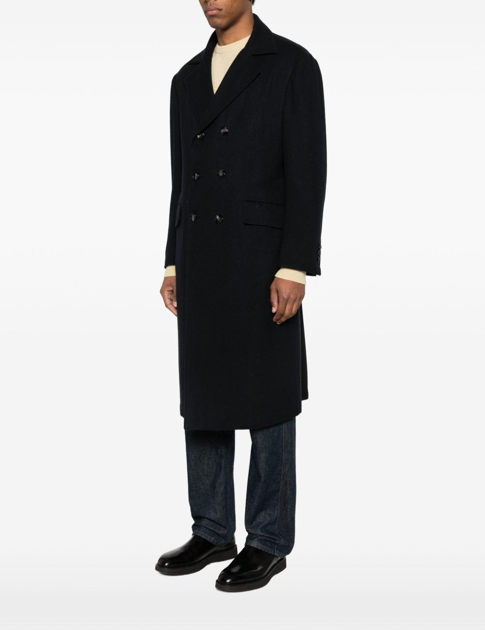 Cappotto doppiopetto in blu Kiton - uomo 