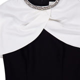 Abito midi con decorazione in nero e bianco - donna 