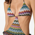 Costume da bagno con motivo a zigzag in multicolore Missoni - donna 