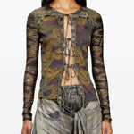 Top T-afry in verde Diesel - donna 