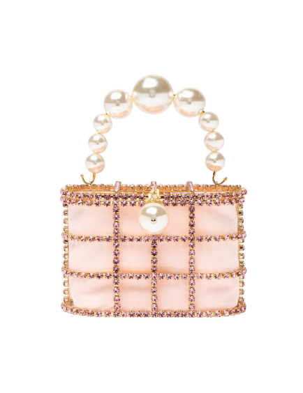 Borsa a mano con cristalli e perle holli in rosa Rosantica - donna 