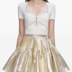 Top con finiture in pizzo in bianco Self-portrait - donna 
