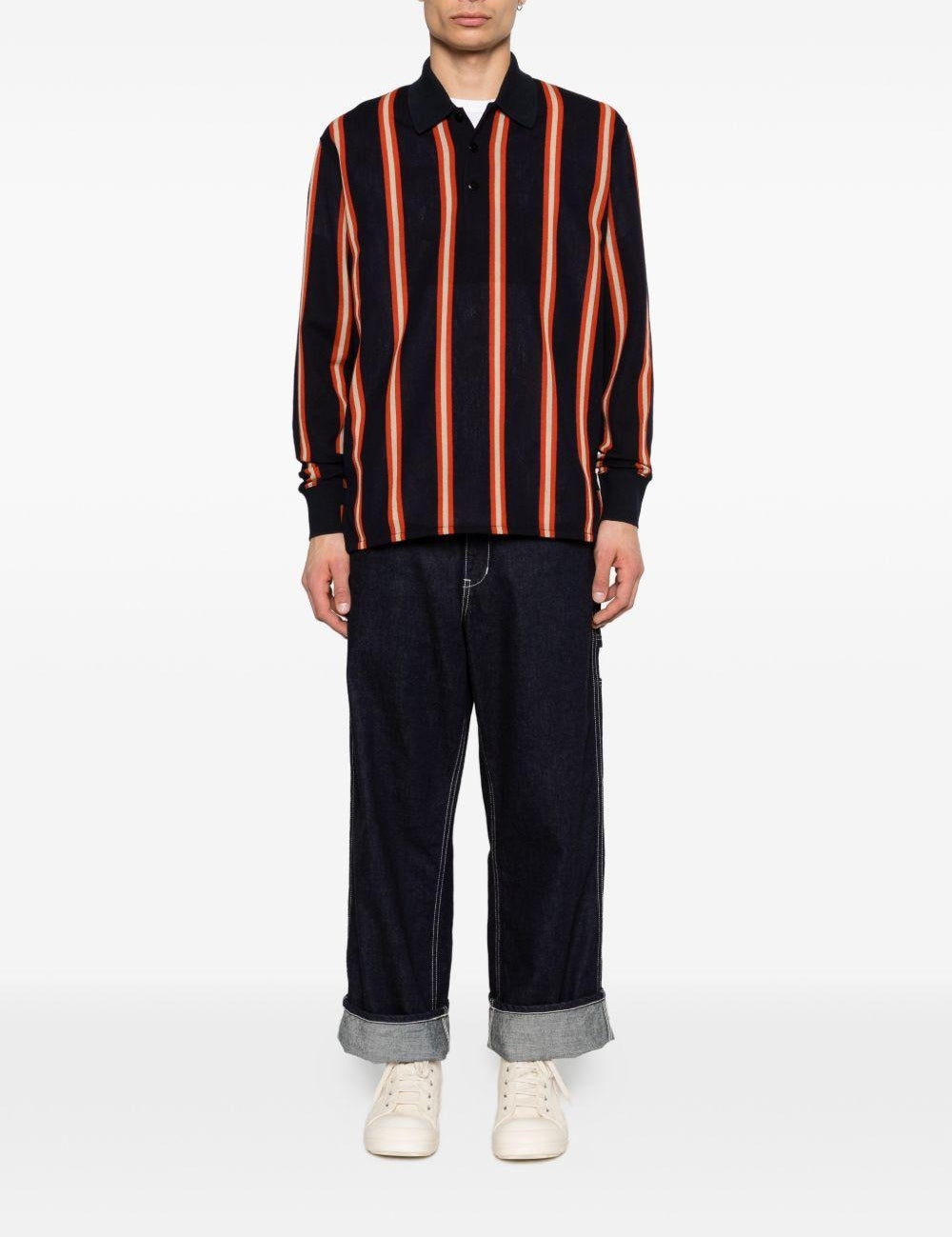 Polo a maniche lunghe a righe in nero Junya watanabe - uomo 