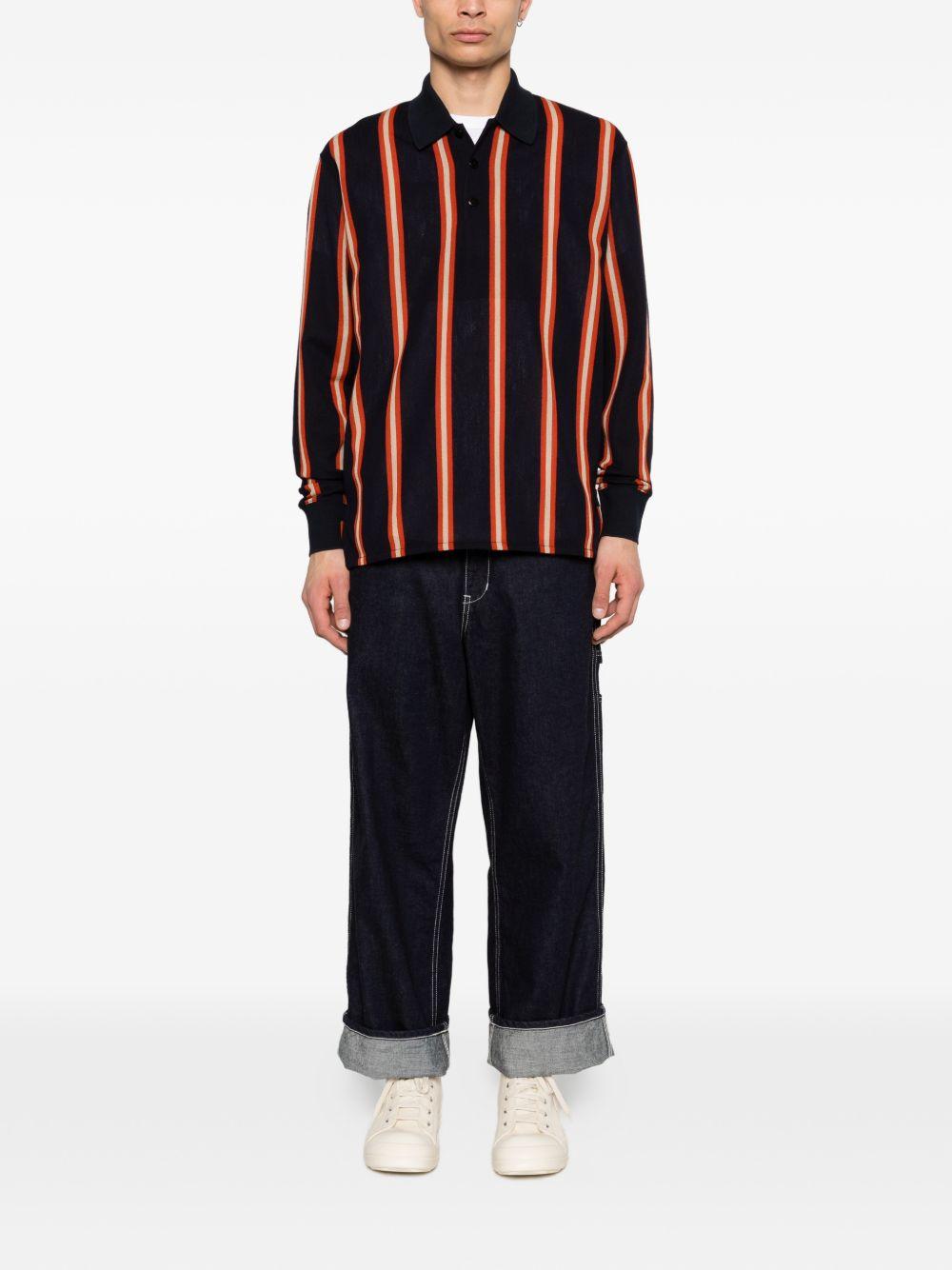 Polo a maniche lunghe a righe in nero Junya watanabe - uomo 