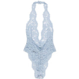 Body con scollo all'americana in blu Rowen rose - donna 
