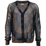 Cardigan con design tie-dye in marrone Khoki - uomo 