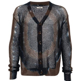 Cardigan con design tie-dye in marrone Khoki - uomo 