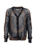 Cardigan con design tie-dye in marrone Khoki - uomo