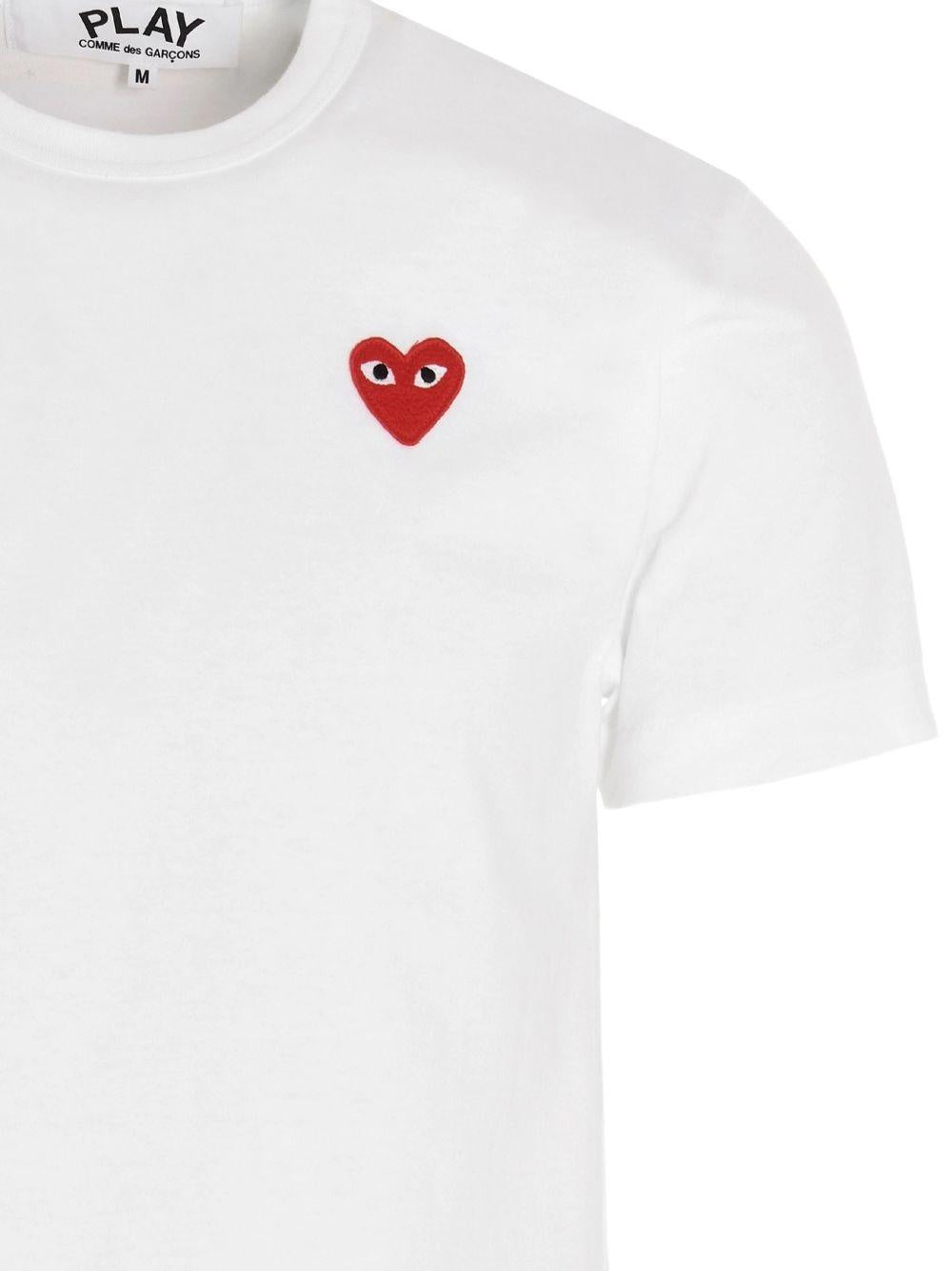T-shirt con ricamo in bianco Comme des garcons play - uomo 