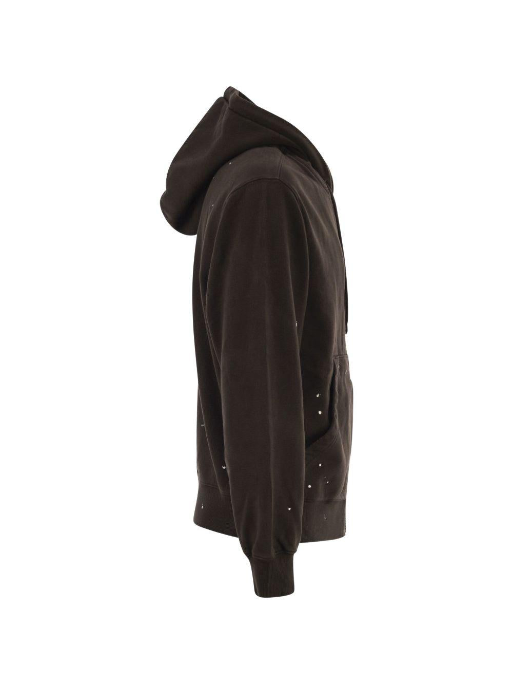 Felpa con logo ricamato a schizzi di vernice in marrone Carhartt wip - uomo 