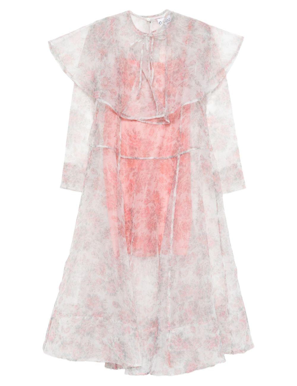 Abito trasparente con design floreale in rosa Ganni - donna 