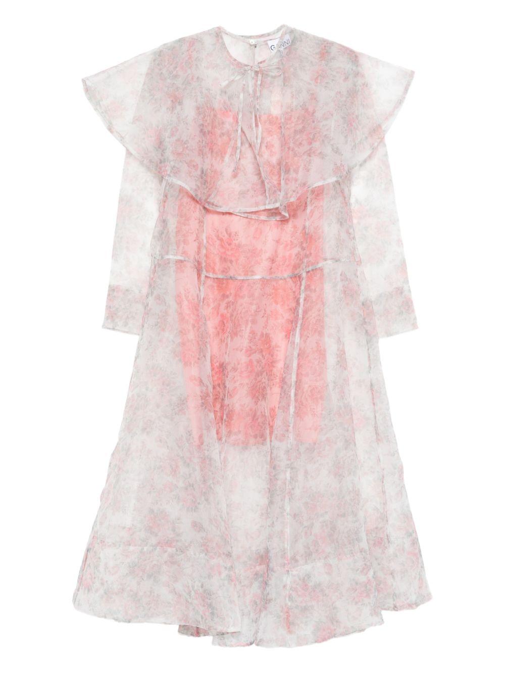 Abito trasparente con design floreale in rosa Ganni - donna 