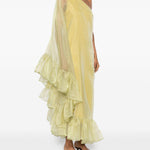 Abito lungo monospalla Cicogna in giallo taller marmo - donna<BR/> 
