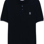 Polo con ricamo in nero Brunello cucinelli - uomo 