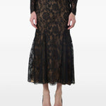 Gonna midi in pizzo in nero 