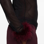 Top con in mesh con piume in nero Mugler - donna 