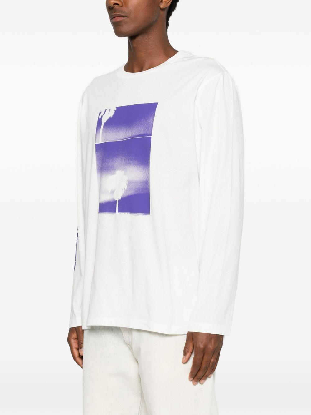 T-shirt a maniche lunghe con stampa in bianco Oamc peacemaker - uomo 