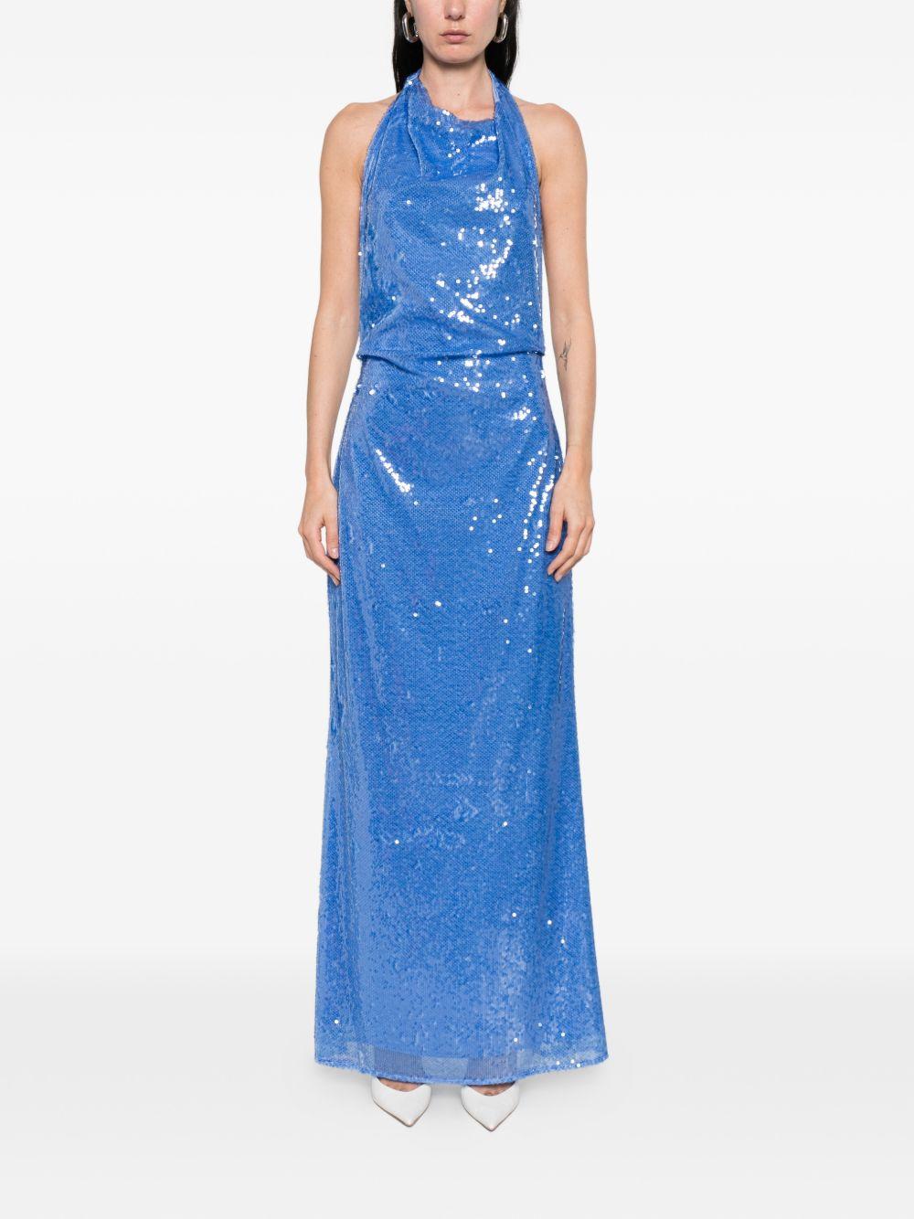 Abito drappeggiato reannon con paillettes in blu Simkhai - donna 