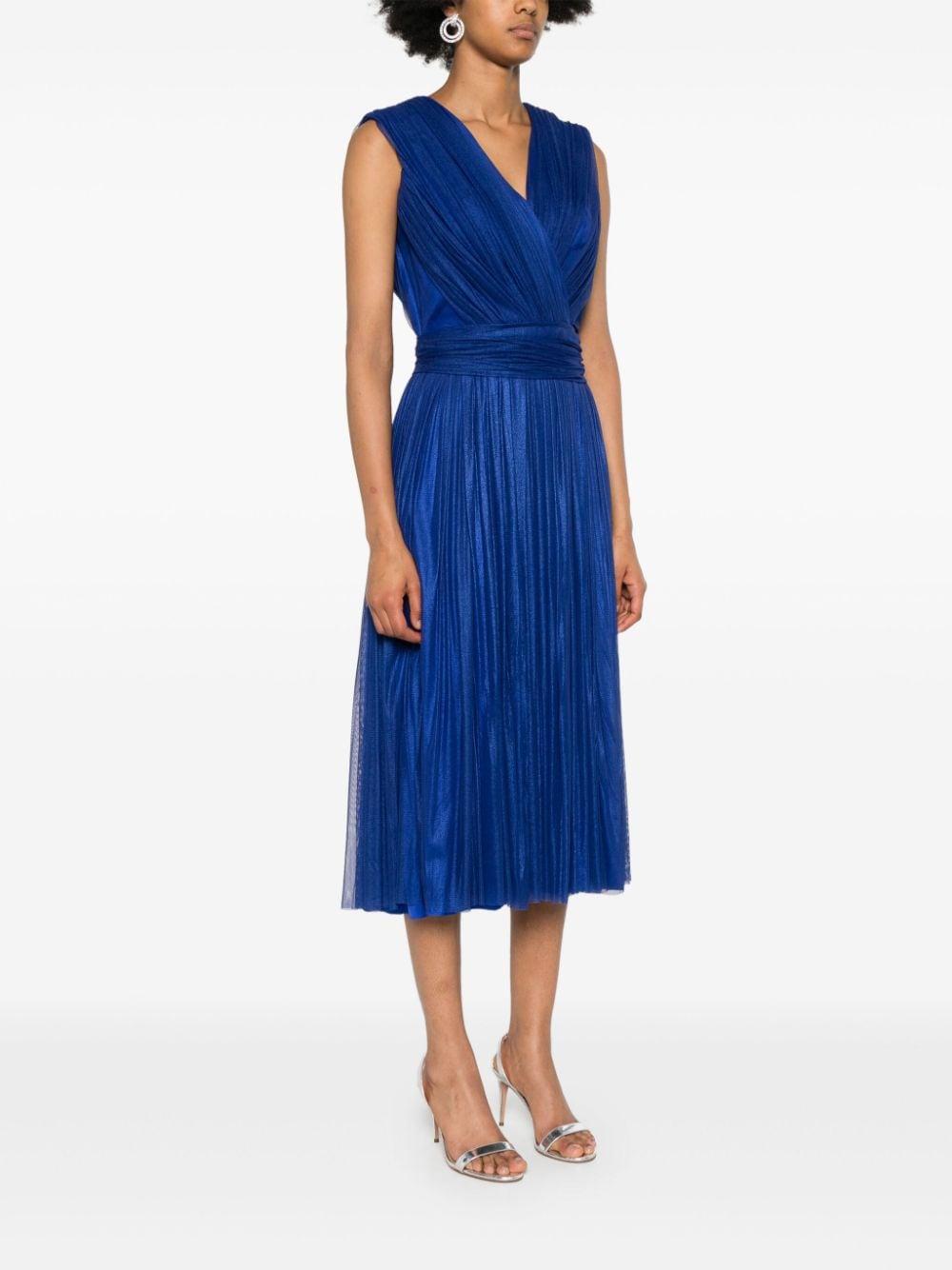 Abito midi drappeggiato in blu - donna 