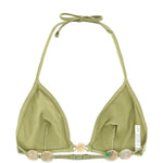 Top bikini Alva con perline in verde 